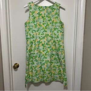 Lilly Pulitzer frog shift dress vintage white tag green yellow white cotton
